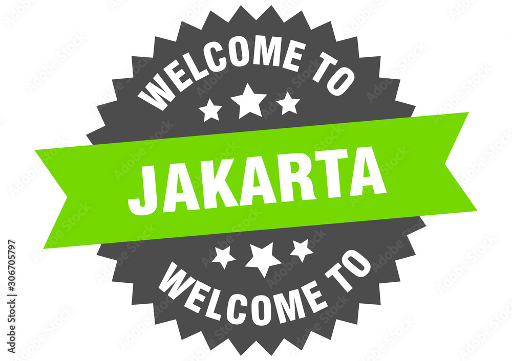 Jakarta sign. welcome to Jakarta green sticker Jakarta sign. welcome to Jakarta green sticker