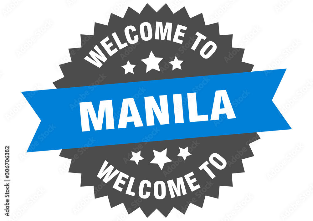Fototapeta premium Manila sign. welcome to Manila blue sticker