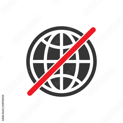 No internet connection sign. No Globe vector icon