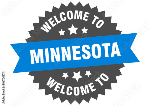 Minnesota sign. welcome to Minnesota blue sticker