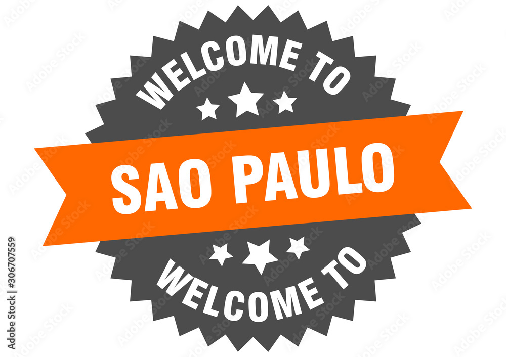 Fototapeta premium Sao Paulo sign. welcome to Sao Paulo orange sticker
