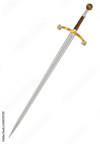 Scotts Clatmore Sword Isolated On White Background