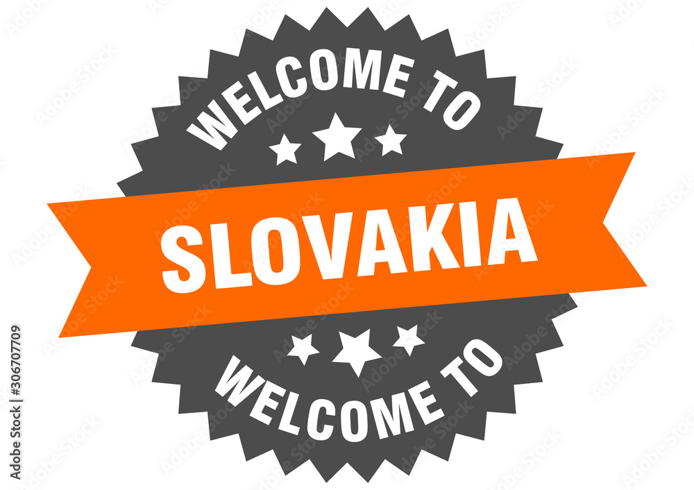 Fototapeta premium Slovakia sign. welcome to Slovakia orange sticker