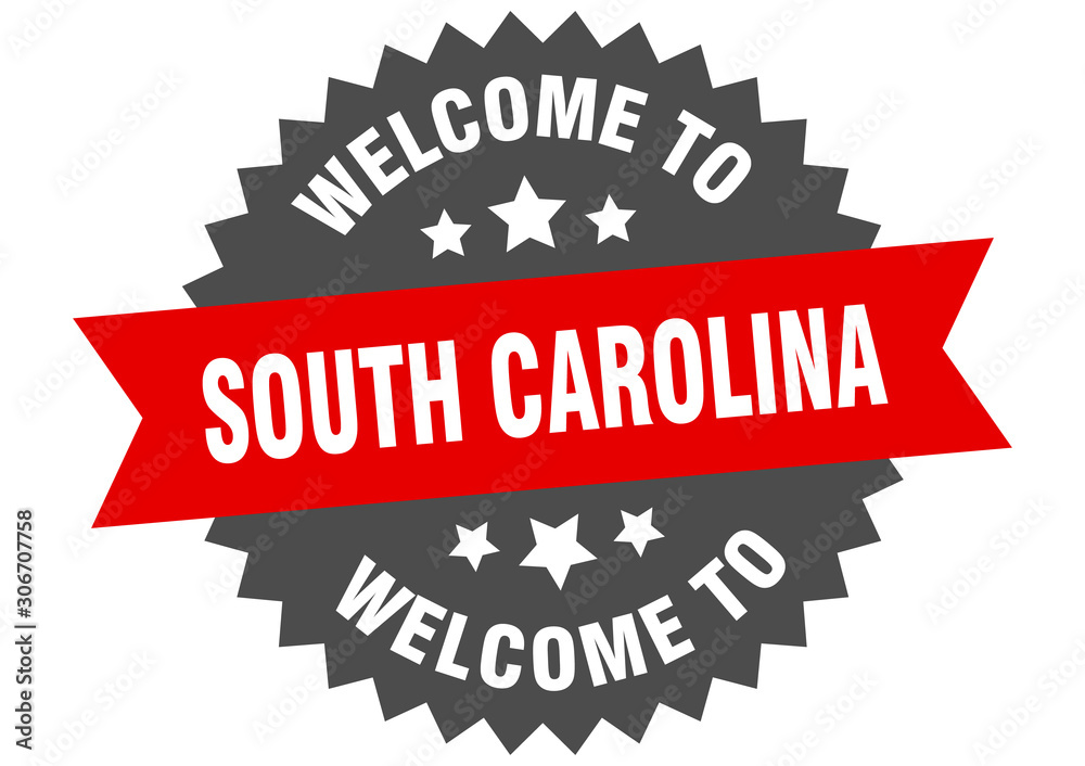 Fototapeta premium South Carolina sign. welcome to South Carolina red sticker