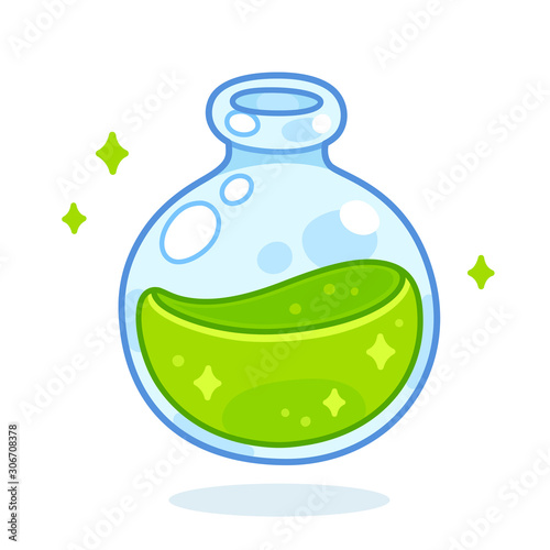 Cartoon green potion bottle