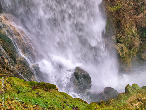 Powerful waterfall in Edessa  Greece. Beautiful water flow  impressive landscape.