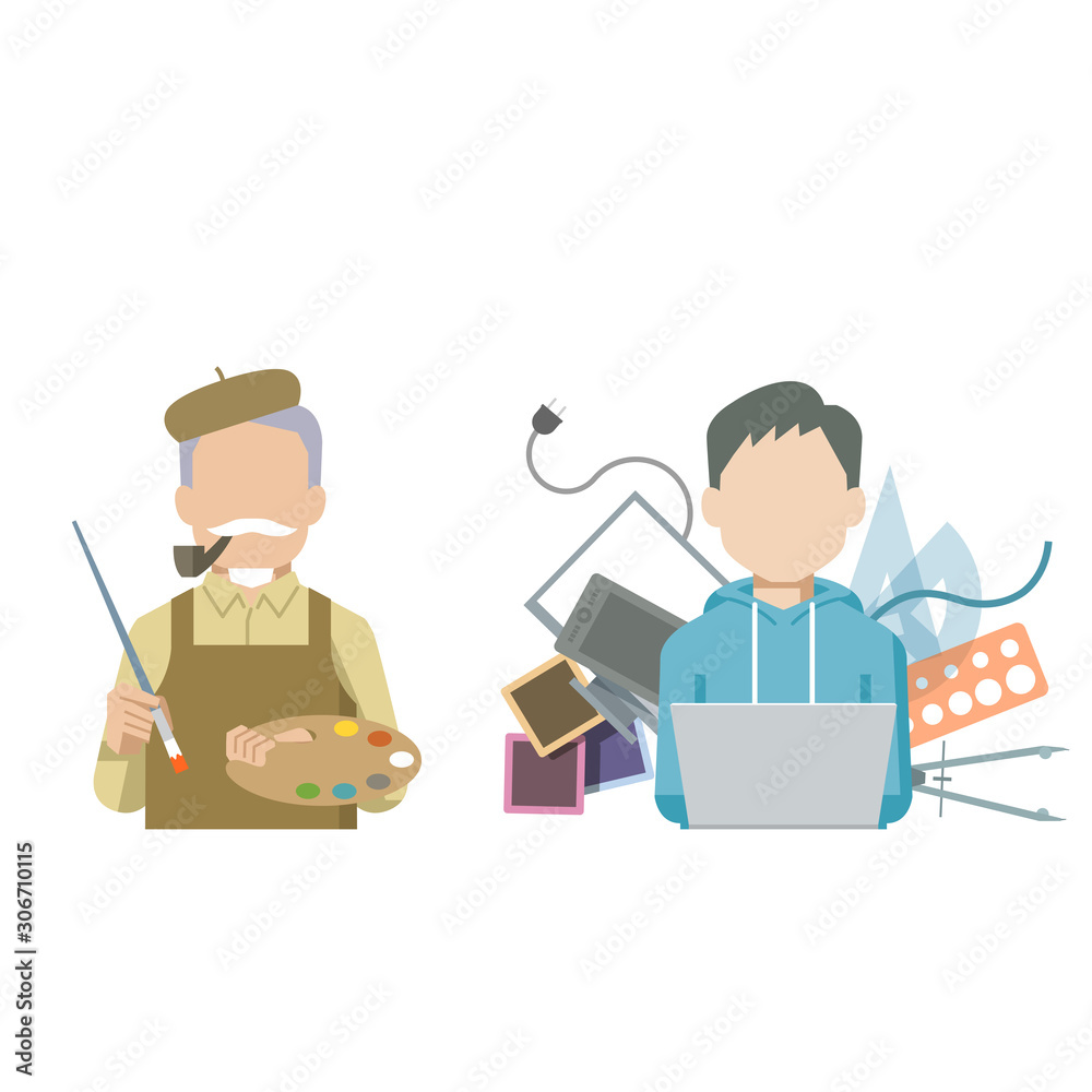 イラスト素材 画家 イラストレーター アーティスト 職人 ベクター Stock Vector Adobe Stock