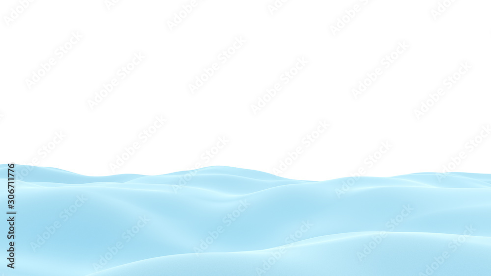 Pure Snowy landscape isolated on white background. Winter of snow mountain or snowdrift with slope backdrop decoration. 3D rendering. ( Clipping path )