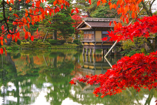 Japanese Garden at Kenrokuen Garden, Kanazawa City, Ishikawa Pref., Japan