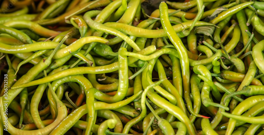 green chili pepper at vegetable market green chili pepper at vegetable market