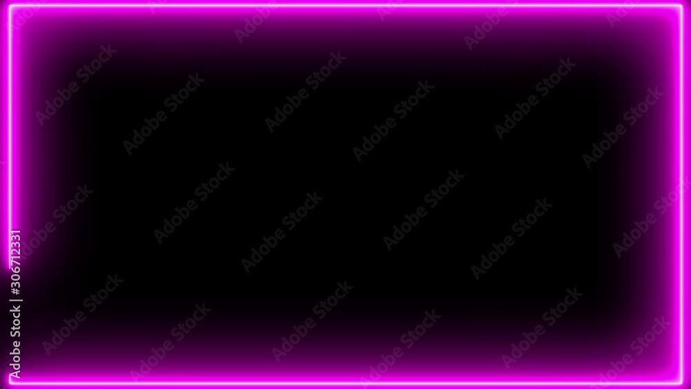 Pink neon laser frame. Bright Purple flash light running around screen frame. Pink neon laser frame. Bright Purple flash light running around screen frame.