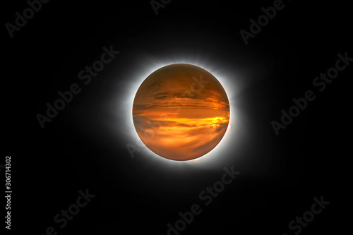 Fotografie Glowing Planet (Science Fiction) in Outer Space
