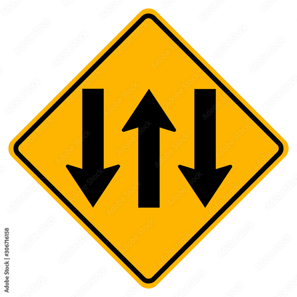 Three Lane Traffic Road Sign,Vector Illustration, Isolate On White Background Label. EPS10 Three Lane Traffic Road Sign,Vector Illustration, Isolate On White Background Label. EPS10
