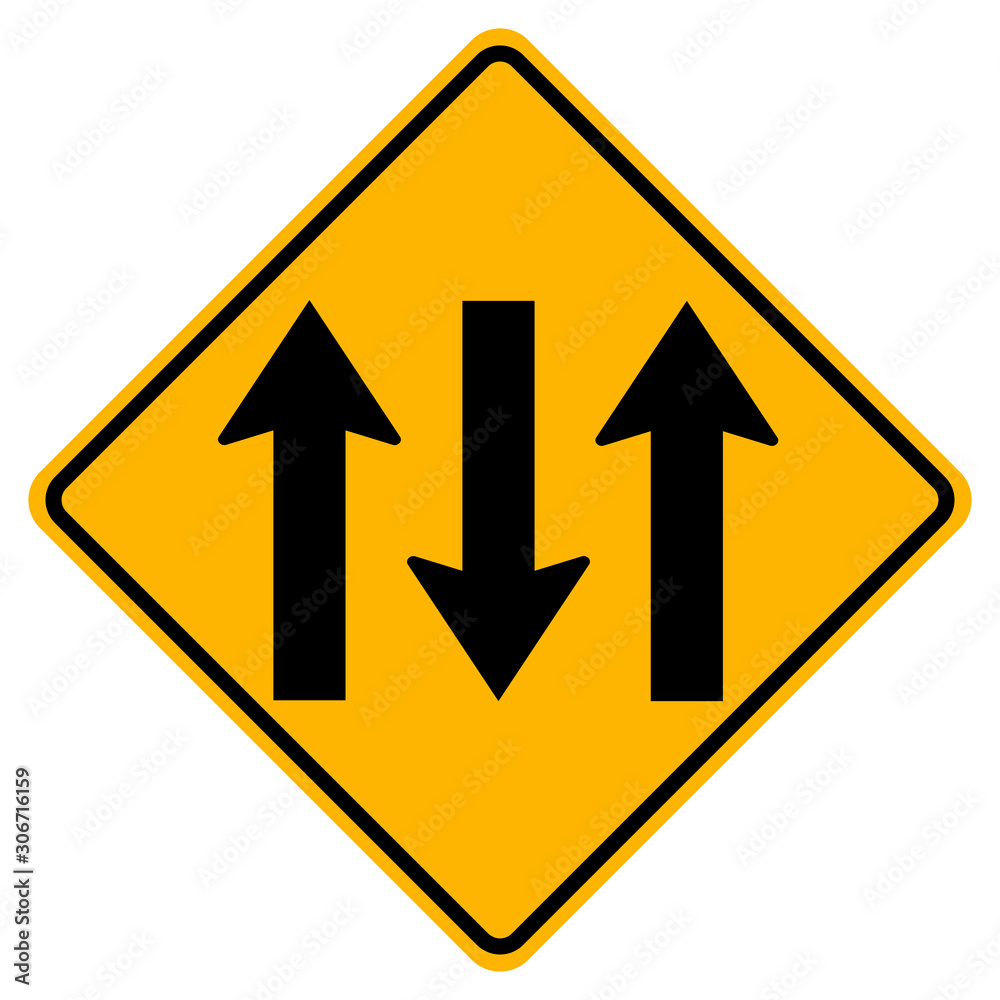 Three Lane Traffic Road Sign,Vector Illustration, Isolate On White Background Label. EPS10 Three Lane Traffic Road Sign,Vector Illustration, Isolate On White Background Label. EPS10