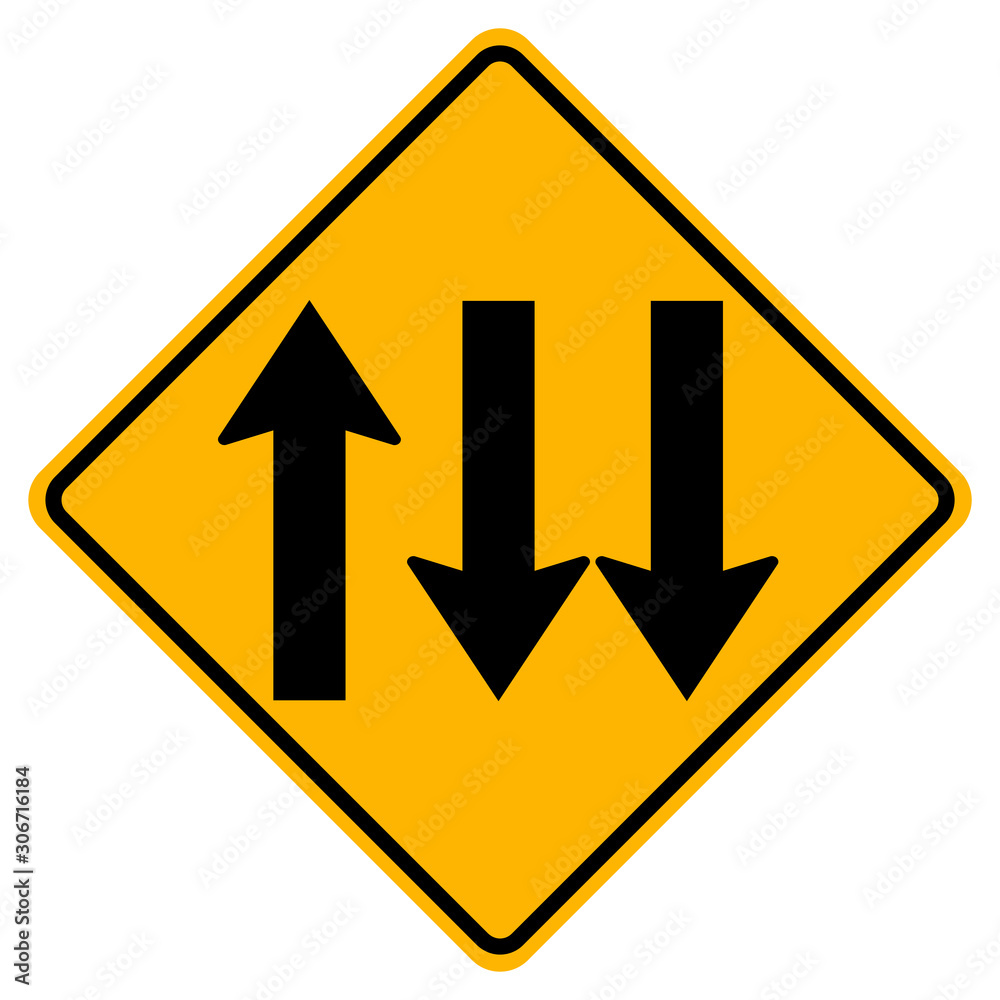 Three Lane Traffic Road Sign,Vector Illustration, Isolate On White Background Label. EPS10 Three Lane Traffic Road Sign,Vector Illustration, Isolate On White Background Label. EPS10