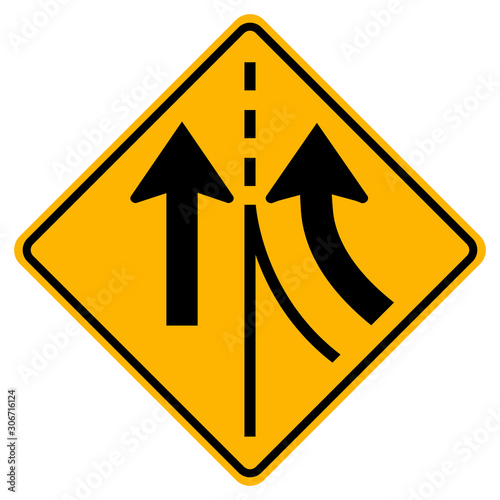Warning traffic sign merging Right lane,Vector Illustration, Isolate On White Background Label. EPS10