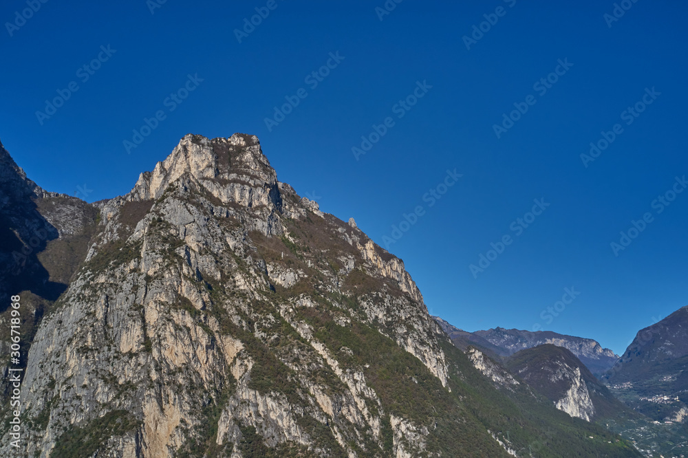 Panoramic view of the rocks in the background clear blue sky.