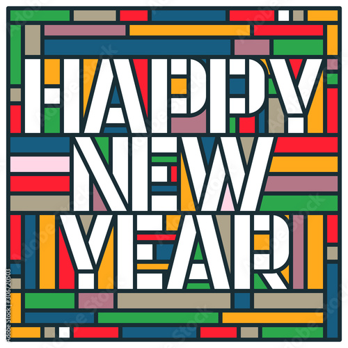 Happy New Year Abstract Typography Background