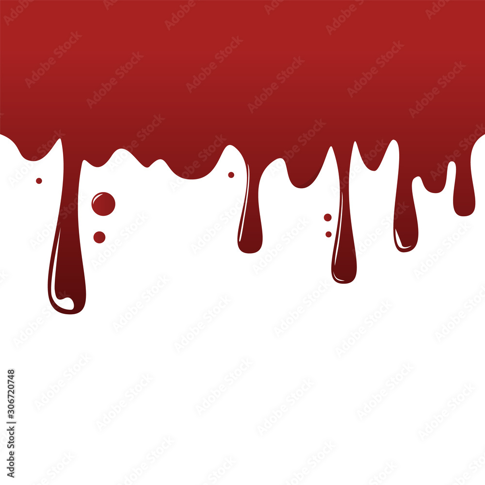 Red liquid drip on the wall vector isolated. Blob and drop