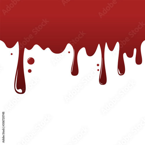 Red liquid drip on the wall vector isolated. Blob and drop