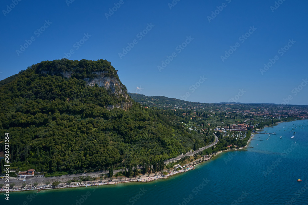 Panoramic view of the resort town of Garda the north of Italy. Aerial photography. Rocca Del Garda.