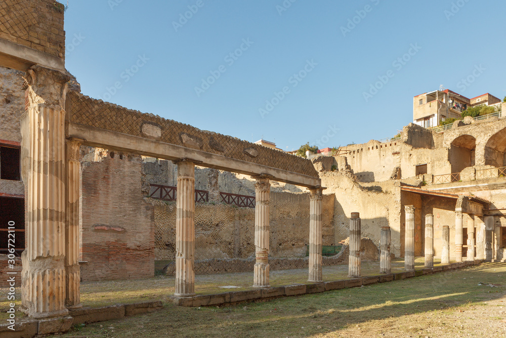 Palaestra  in ancient Ercolano (Herculaneum) city ruins