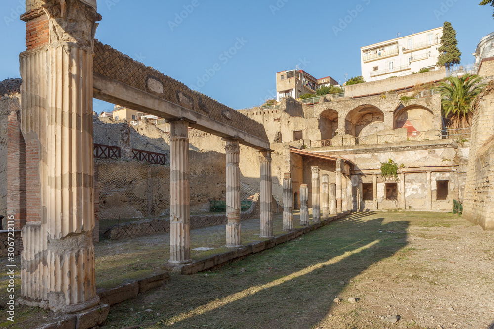Palaestra  in ancient Ercolano (Herculaneum) city ruins