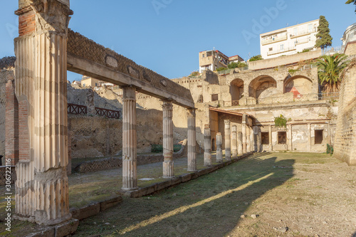 Palaestra  in ancient Ercolano (Herculaneum) city ruins photo