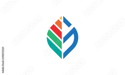 logo leaf grow letter G vector