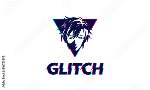Logo Style Hair Glitch Effect Vector 