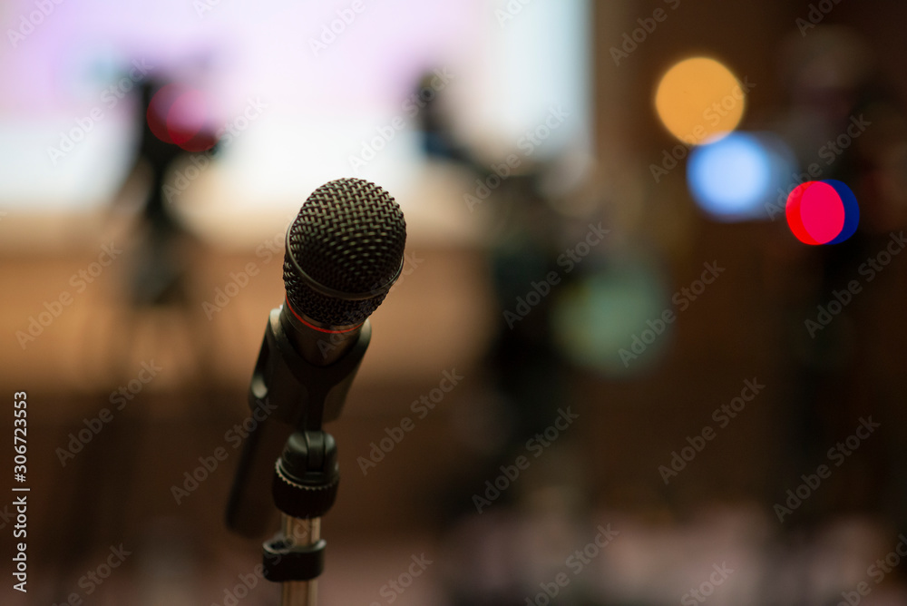 Microphone in the meeting hall conference Microphone in the meeting hall conference