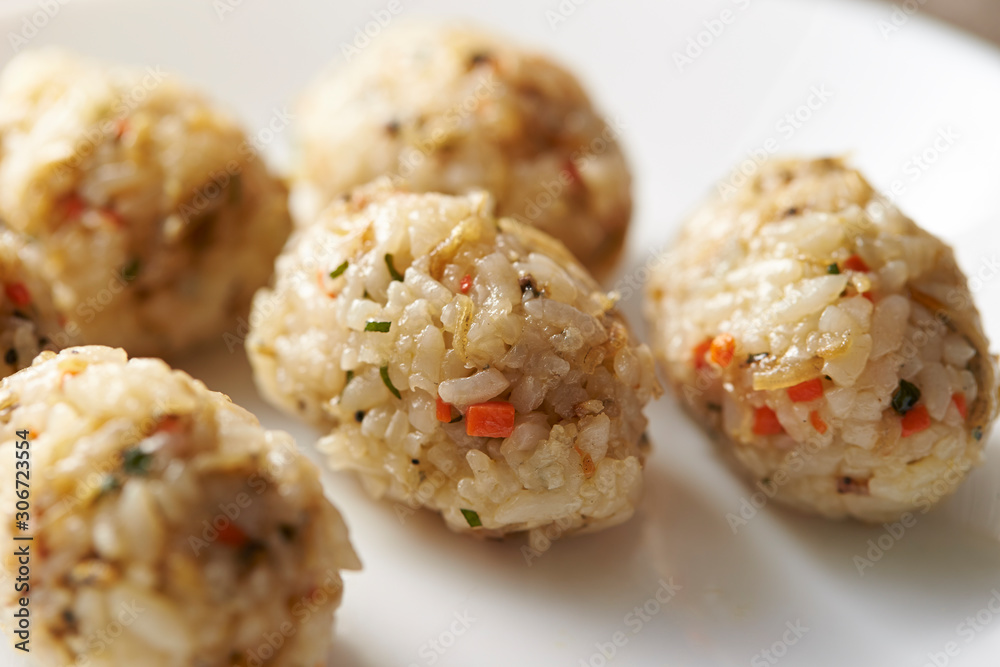 Small rice ball with seasoning Small rice ball with seasoning
