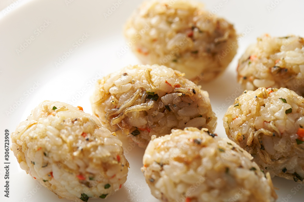Small rice ball with seasoning Small rice ball with seasoning