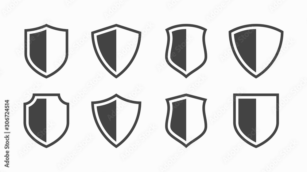 Set of Shield Icons Security Logos isolated on white background. Flat Vector Logo Design Template Element Set of Shield Icons Security Logos isolated on white background. Flat Vector Logo Design Template Element