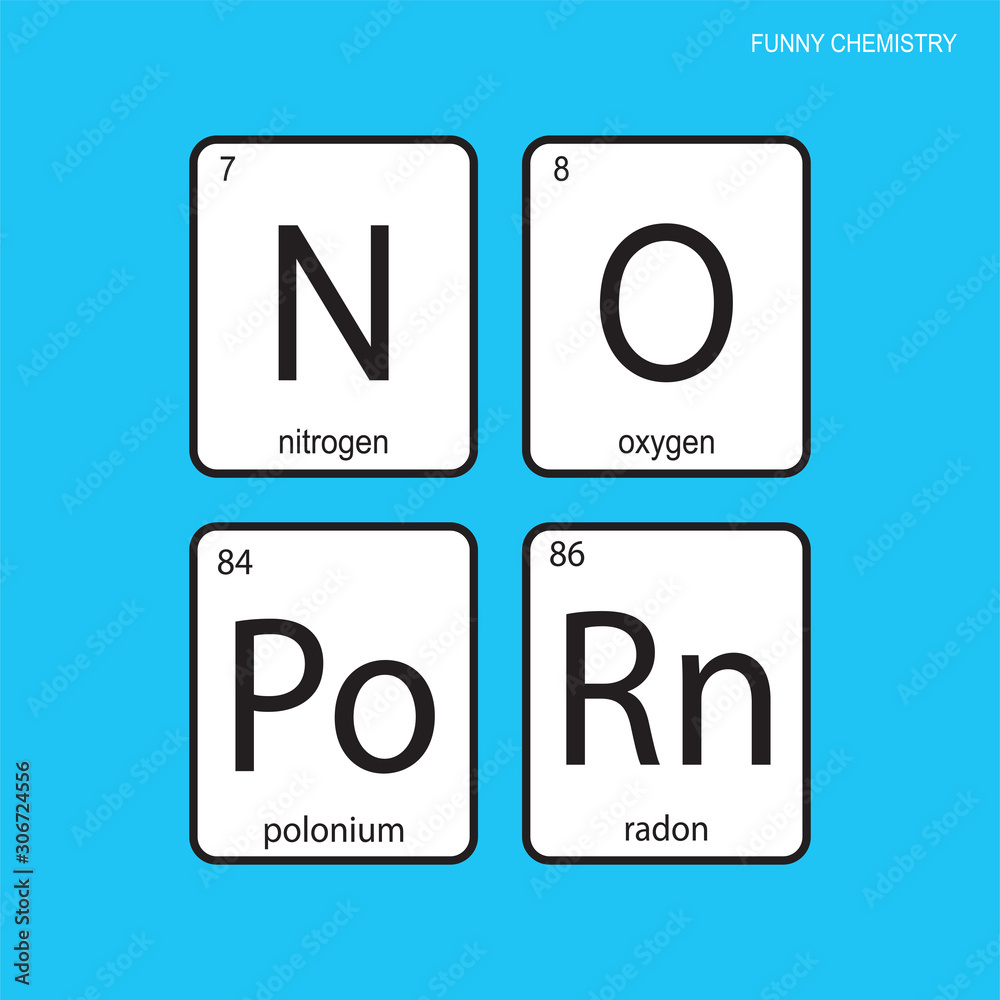 The chemical elements of the periodic table. Funny phrase - NO PoRn on blue background. The chemical elements of the periodic table. Funny phrase - NO PoRn on blue background.