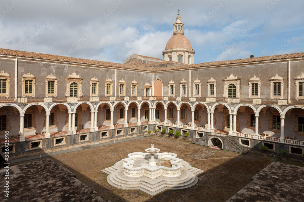 Courtyard of Benedictine Monastery of San Nicolo l'Arena.