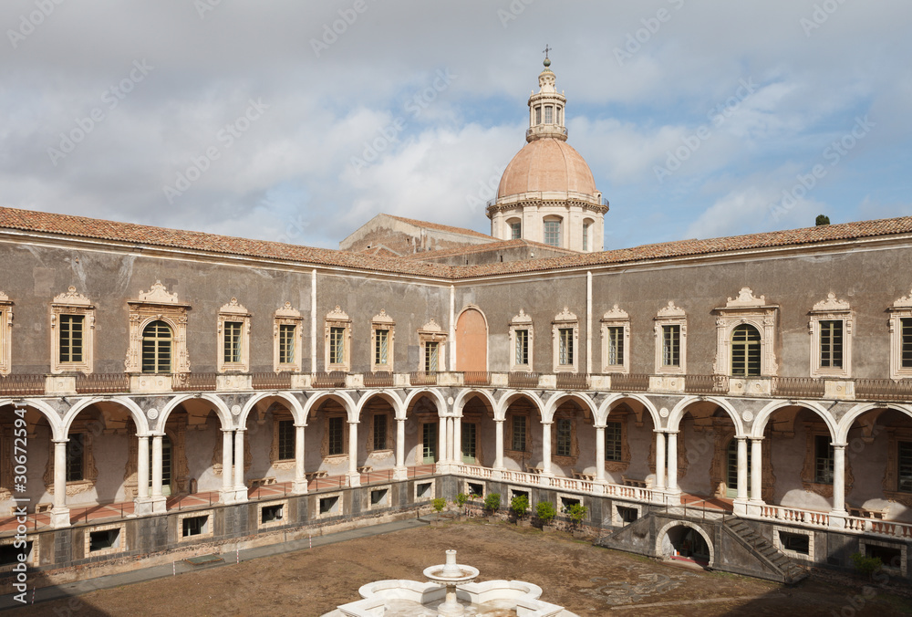 Courtyard of Benedictine Monastery of San Nicolo l'Arena.