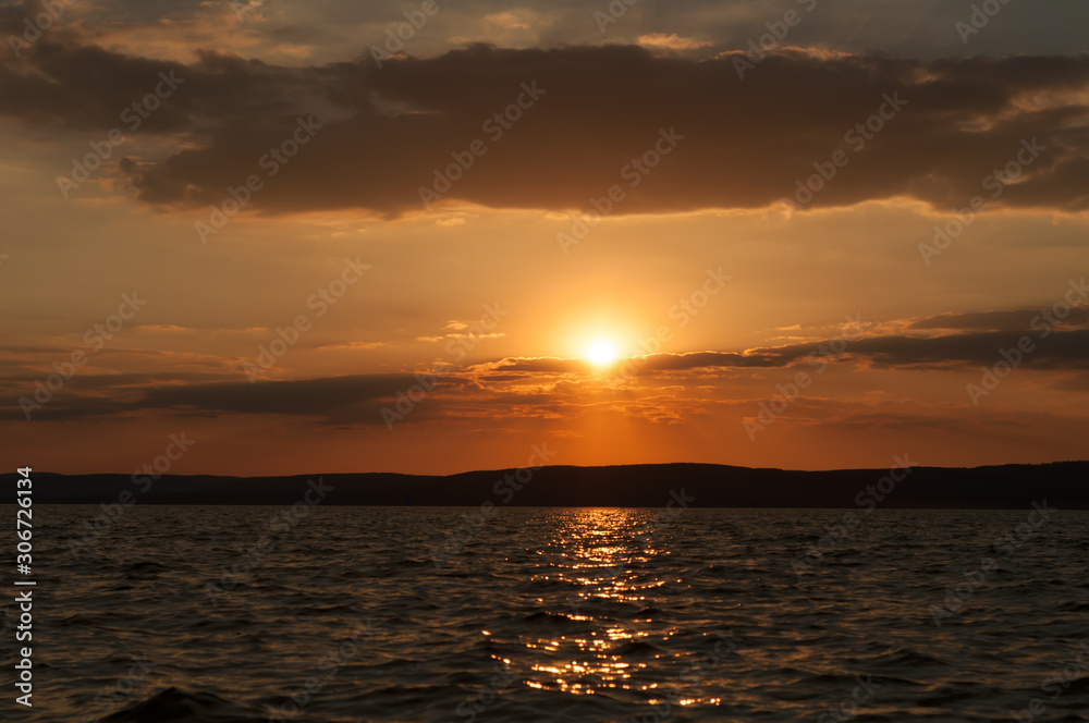 Sunet over the Balaton lake