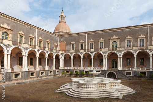 Courtyard of Benedictine Monastery of San Nicolo l'Arena. photo