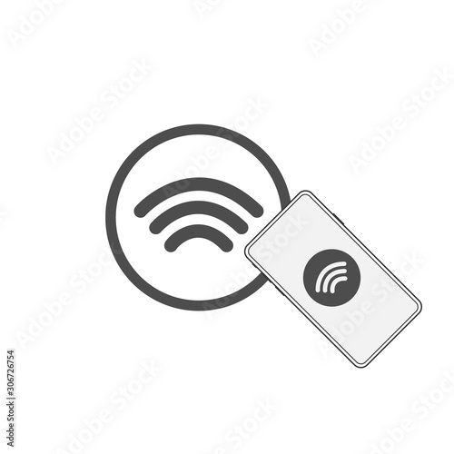 Contactless NFC wireless pay sign logo. Credit card nfc payment vector concept. vector
