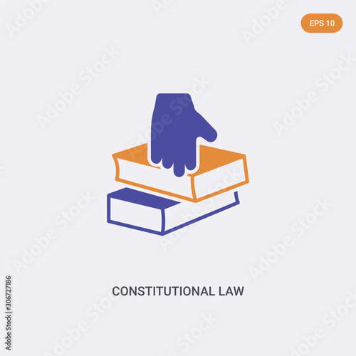 2 color Constitutional law concept vector icon. isolated two color Constitutional law vector sign symbol designed with blue and orange colors can be use for web, mobile and logo. eps 10.