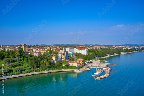 Aerial photography with drone. Beautiful view of the city of Rivoltella del Garda, Italy. © Berg