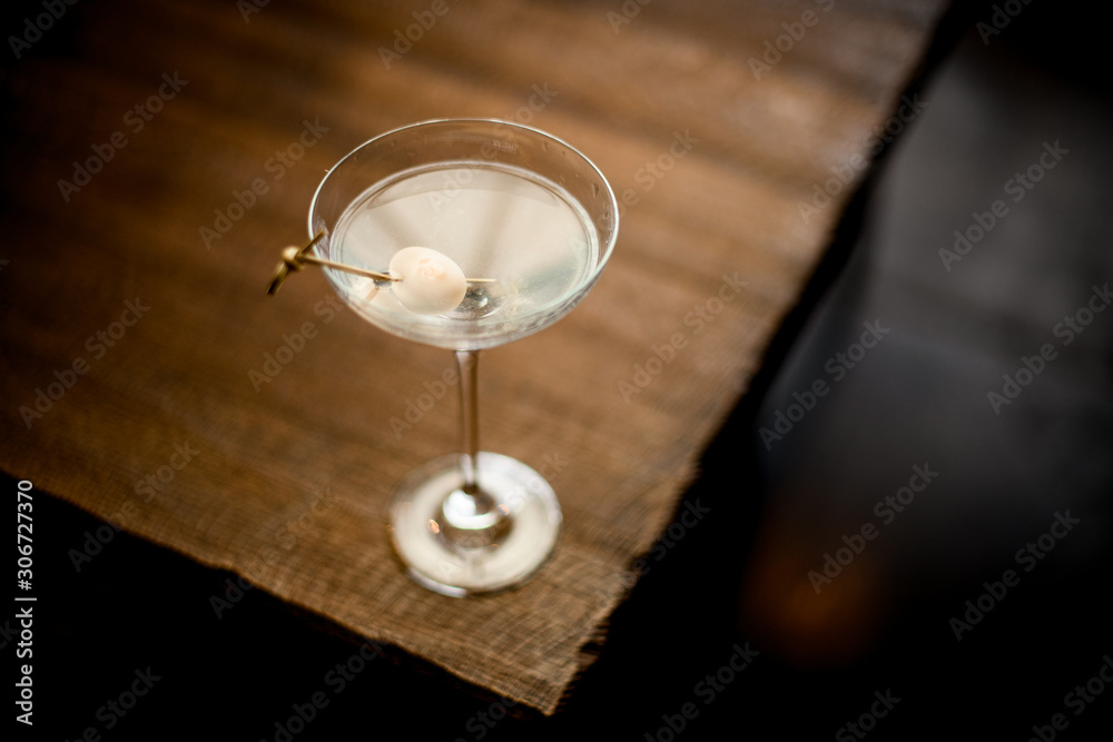 Close-up of cocktail with quail egg on toothpick Close-up of cocktail with quail egg on toothpick