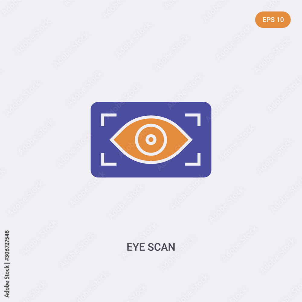 2 color Eye scan concept vector icon. isolated two color Eye scan vector sign symbol designed with blue and orange colors can be use for web, mobile and logo. eps 10.