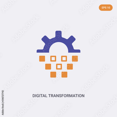 2 color digital transformation concept vector icon. isolated two color digital transformation vector sign symbol designed with blue and orange colors can be use for web, mobile and logo. eps 10.