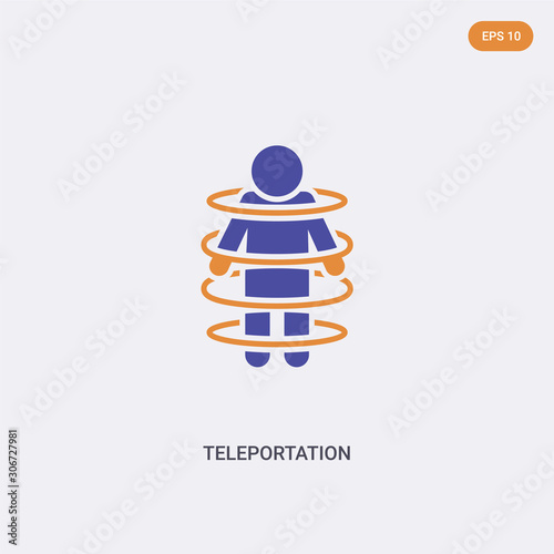 2 color Teleportation concept vector icon. isolated two color Teleportation vector sign symbol designed with blue and orange colors can be use for web, mobile and logo. eps 10.