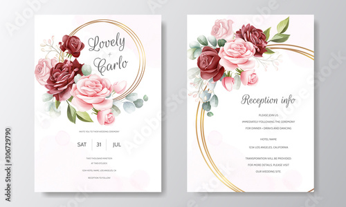 Obraz na plátne beautiful hand drawn floral wedding invitation card template