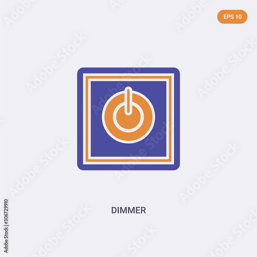 2 color Dimmer concept vector icon. isolated two color Dimmer vector sign symbol designed with blue and orange colors can be use for web, mobile and logo. eps 10.