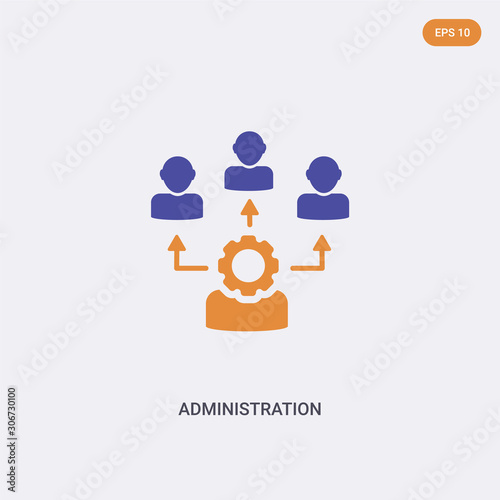 2 color administration concept vector icon. isolated two color administration vector sign symbol designed with blue and orange colors can be use for web, mobile and logo. eps 10.