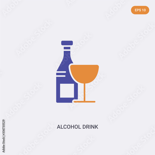 2 color alcohol drink concept vector icon. isolated two color alcohol drink vector sign symbol designed with blue and orange colors can be use for web, mobile and logo. eps 10.
